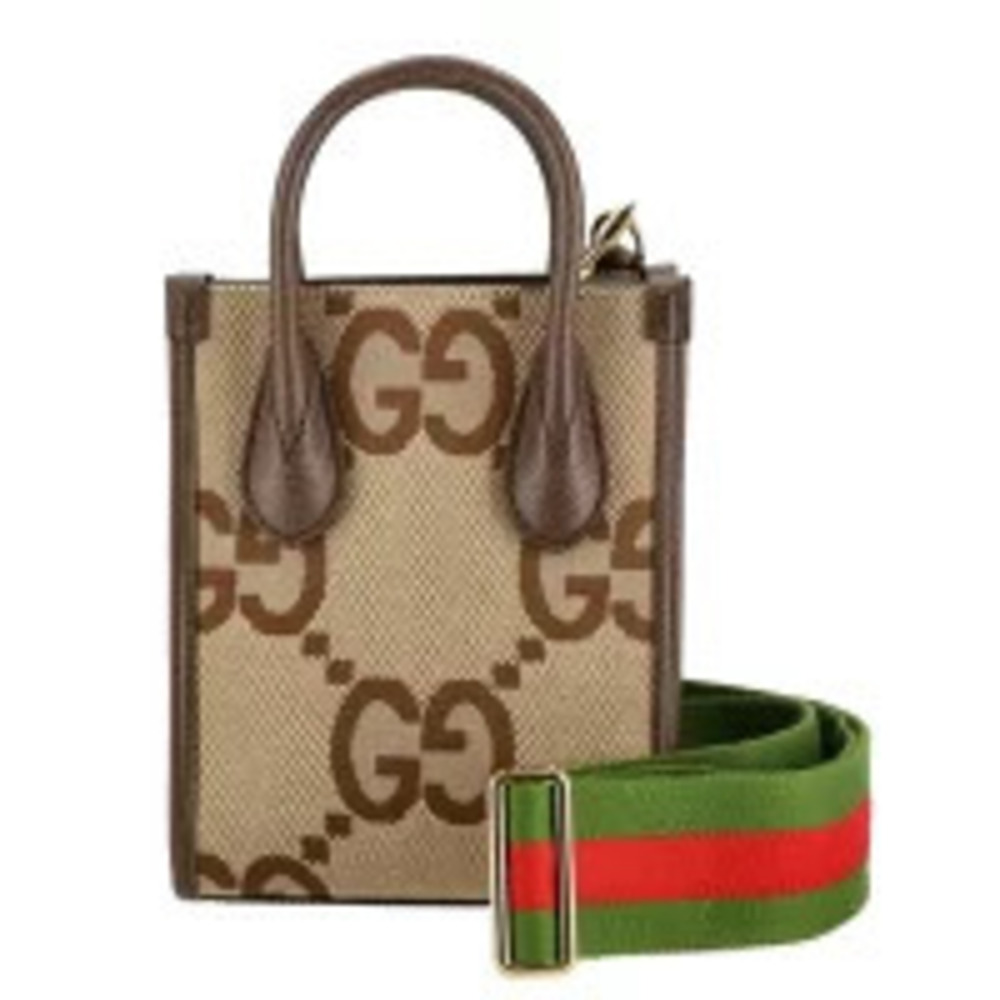 Gucci Jumbo GG Tote Camel Brown ebony canvas brown leather